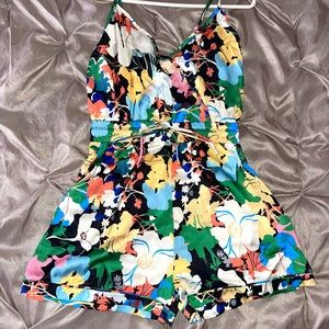 Multi colored floral romper. Size- SMALL